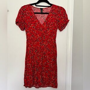 Red floral dress
